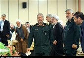  سردار سرلشکر محمدعلی جعفری فرمانده کل سپاه پاسداران انقلاب اسلامی در مراسم تودیع و معارفه فرمانده قرارگاه خاتم الانبیاء(ص)