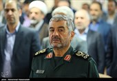  سردار سرلشکر محمدعلی جعفری فرمانده کل سپاه پاسداران انقلاب اسلامی در مراسم تودیع و معارفه فرمانده قرارگاه خاتم الانبیاء(ص)