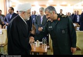  سردار سرلشکر محمدعلی جعفری فرمانده کل سپاه پاسداران انقلاب اسلامی در مراسم تودیع و معارفه فرمانده قرارگاه خاتم الانبیاء(ص)
