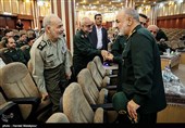 سرلشکر حسین سلامی فرمانده کل سپاه و برادرش امیر مصطفی سلامی در مراسم تودیع و معارفه فرمانده کل سپاه پاسداران انقلاب اسلامی