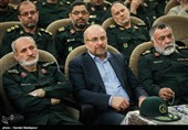 سردار مرتضی قربانی و محمدباقر قالیباف در مراسم تودیع و معارفه فرمانده سپاه پاسداران انقلاب اسلامی