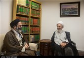 دیدار حجت‌الاسلام‌والمسلمین سید عبدالفتاح نواب نماینده ولی‌فقیه در امور حج و زیارت با  آیت الله العظمی جعفر سبحانی مرجع تقلید