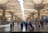 Muslims at Masjid Al-Nabawi during Hajj Rituals 