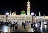 Muslims at Masjid Al-Nabawi during Hajj Rituals