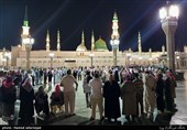 Muslims at Masjid Al-Nabawi during Hajj Rituals 