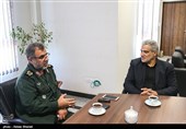 دیدار مجید قلی‌زاده مدیرعامل خبرگزاری تسنیم با سردار سید یوسف مولایی فرمانده سپاه امام حسن مجتبی(ع)