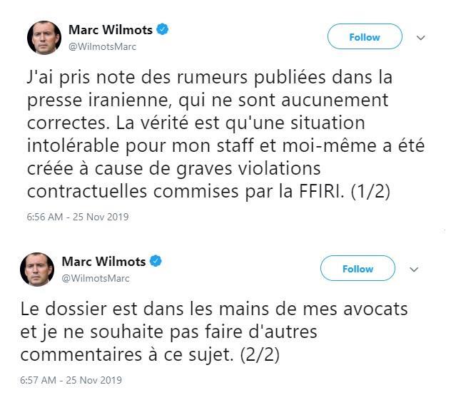 ویلموتس , تیم ملی فوتبال ایران , فدراسیون فوتبال , 