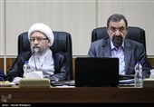محسن رضایی دبیر و آیت‌الله صادق آملی لاریجانی رئیس مجمع تشخیص مصلحت نظام