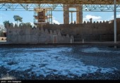 مجموعه تخت جمشید پس از بارش برف
