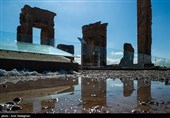 مجموعه تخت جمشید پس از بارش برف