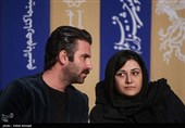باران کوثری و هوتن شکیبا  در نشست خبری فیلم عامه پسند