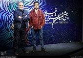 رسول صدرعاملی کارگردان و محمد کارت کارگردان  فیلم «شنای پروانه» در سومین روز سی و هشتمین جشنواره فیلم فجر در پردیس سینمایی چارسو