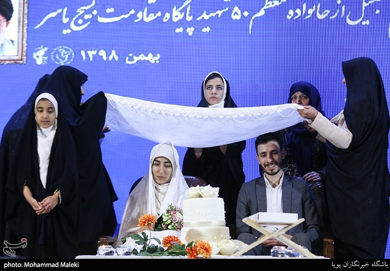 پیوند آسمانی زوج جوان در مراسم یادواره شهدا