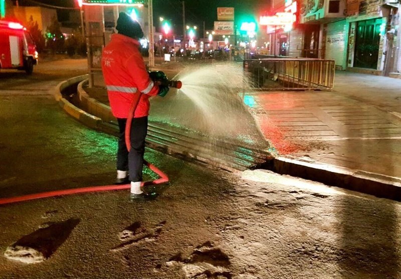 طرح شبانه ضد عفونیِ اماکن عمومی شهر پرند