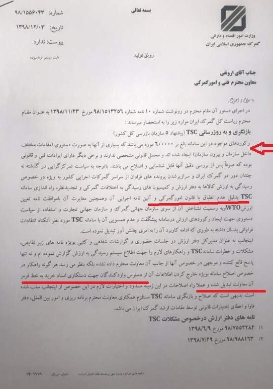 گمرک جمهوری اسلامی ایران , 