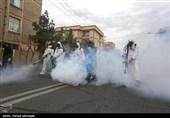 عملیات ضدعفونی معابر عمومی  و شهری محله نبرد تهران