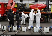 آماده شدن نیروهای آتش نشان ایستگاه 24 محله نبرد برای عملیات ضدعفونی ادارات و معابر عمومی 