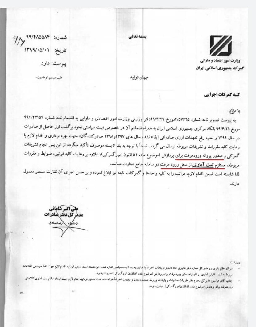 گمرک جمهوری اسلامی ایران , 