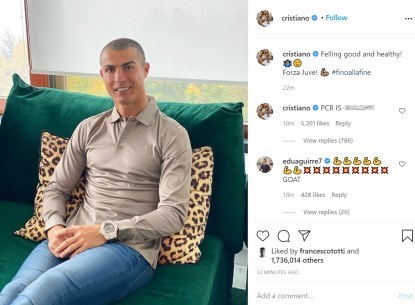 کریستیانو رونالدو , تیم فوتبال یوونتوس ایتالیا , کرونا ,