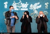 پرویز پرستویی و باران کوثری بازیگر و محسن قرایی کارگردان فیلم بی همه چیز در سی و نهمین جشنواره فیلم فجر