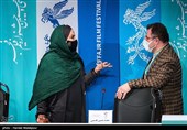 محمود گبرلو کارگردان و نرگس آبیار کارگردان در نشست خبری فیلم ابلق - سی و نهمین جشنواره فیلم فجر