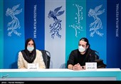 سیاوش کردجان تدوینگر و نازنین فراهانی بازیگر نشست خبری فیلم مصلحت - سی و نهمین جشنواره فیلم فجر