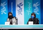 الناز شاکردوست بازیگر و آیدا پناهنده کارگردان در نشست خبری فیلم تی تی - سی و نهمین جشنواره فیلم فجر