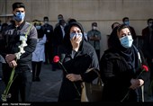 تشییع پیکر شهید مدافع سلامت مهشید گودرز در بیمارستان لقمان تهران