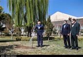 کاشت یک اصله نهال میوه توسط محمدباقر قالیباف رئیس مجلس شورای اسلامی