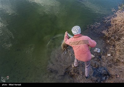 ماهیگیری در حاشیه جاده شادگان - اهواز