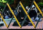 مراسم احیاء شب بیست و یکم ماه رمضان با رعایت پروتکل‌های بهداشتی در مسجد گیاهی تجریش 