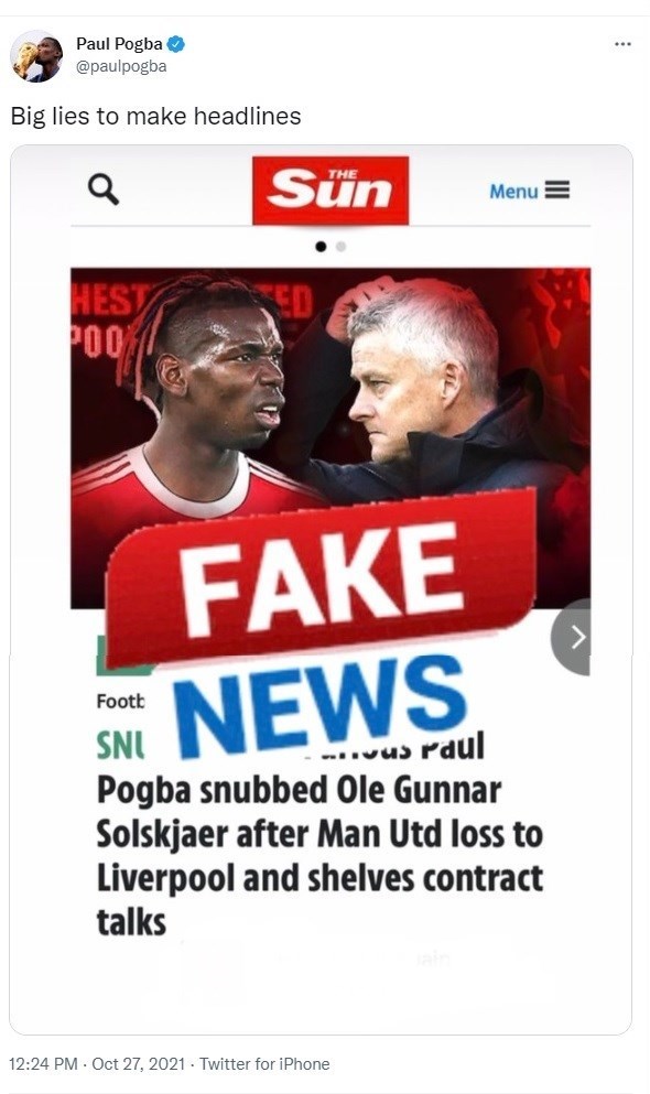 پل پوگبا , اولگنار سولسشایر , تیم فوتبال منچستریونایتد انگلیس , تیم فوتبال لیورپول انگلیس , لیگ برتر فوتبال انگلیس ,