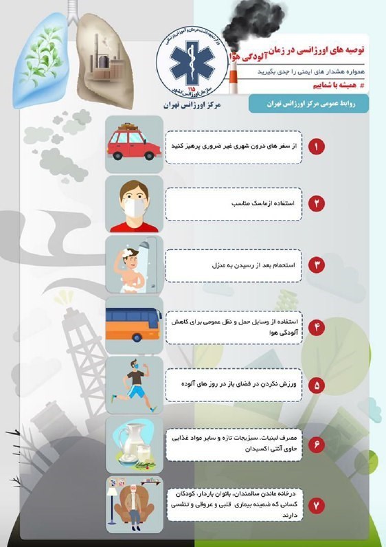 اورژانس , بهداشت و درمان , آلودگی هوای تهران , آلودگی هوا , 