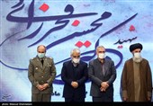 حجت‌الاسلام سید ضیاء الدین آقاجان پور رئیس سازمان عقیدتی سیاسی وزارت دفاع,   بهرام عین اللهی وزیر بهداشت و محمدمهدی طهرانچی رییس دانشگاه آزاد اسلامی در آیین دانشگاهی اولین سالگرد شهادت شهید محسن فخری زاده