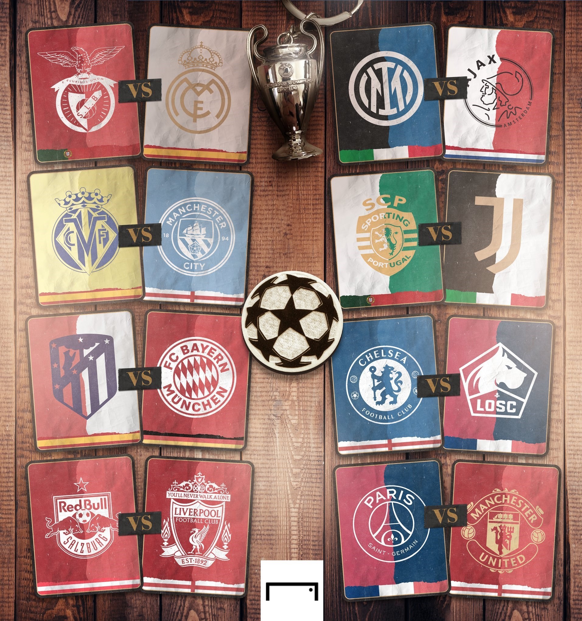 لیگ قهرمانان اروپا , تیم فوتبال چلسی انگلیس , تیم فوتبال منچستریونایتد انگلیس , تیم فوتبال منچسترسیتی انگلیس , تیم فوتبال لیورپول انگلیس , تیم فوتبال رئال مادرید , تیم فوتبال اتلتیکو مادرید اسپانیا , تیم فوتبال پاری‌سن‌ژرمن , تیم فوتبال ویارئال اسپانیا , تیم فوتبال بایرن مونیخ , تیم فوتبال یوونتوس ایتالیا , تیم فوتبال لیل فرانسه , 