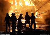 آتش سوزی  در انبار چوب - مشهد