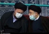 سید ابراهیم رئیسی رئیس‌جمهور و سید حسن خمینی  در مراسم اجتماع مردمی هسته‌های جهاد و پیشرفت