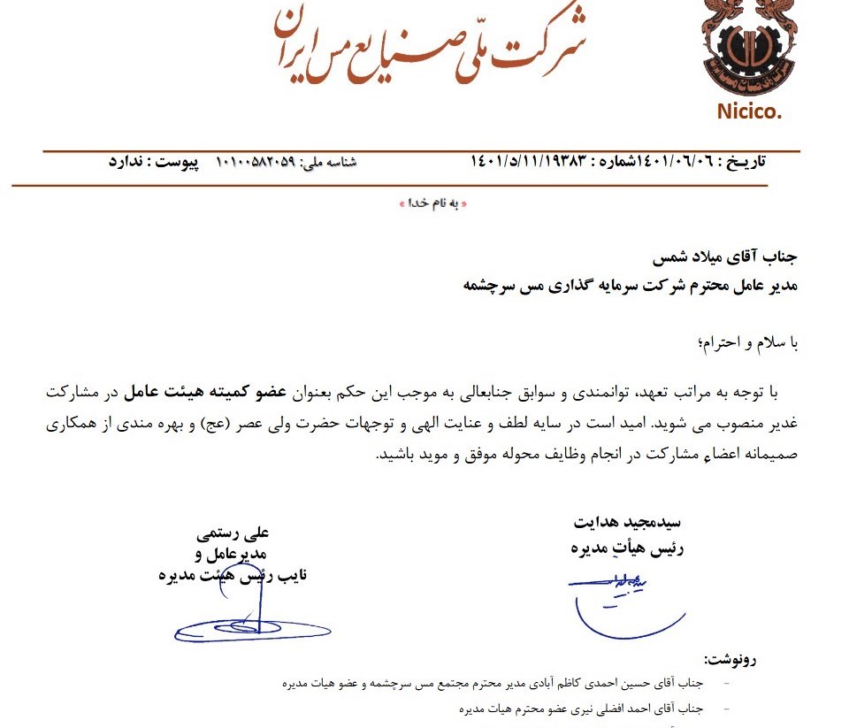 شرکت ملی مس ایران , 