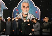 حضور سردار اسماعیل قاآنی فرمانده نیروی قدس سپاه و حمید رضا مقدم فر و زینب سلیمانی در مراسم گرامیداشت سومین سالگرد شهادت حاج قاسم سلیمانی