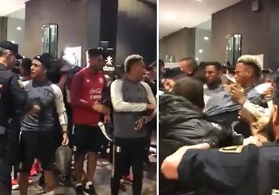 درگیری پلیس مادرید با بازیکنان تیم ملی پرو+ فیلم