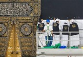 بالا کشیدن پرده خانه خدا در آستانه موسم حج + فیلم