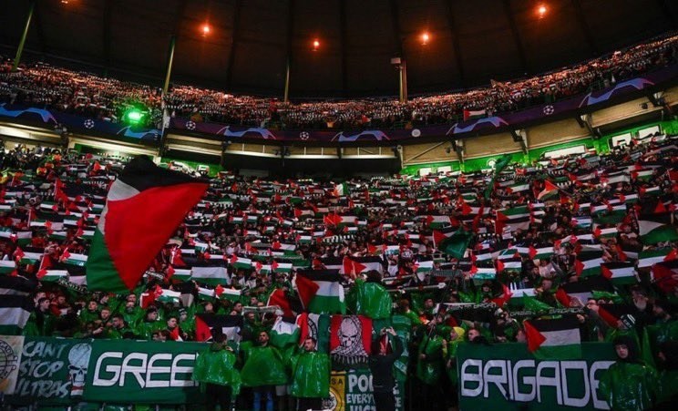 کشور فلسطین , تیم فوتبال سلتیک , لیگ قهرمانان اروپا , تیم فوتبال اتلتیکو مادرید اسپانیا , رژیم صهیونیستی (اسرائیل) , 