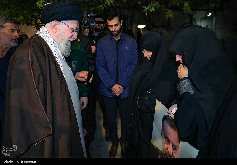 اقامه نماز رهبر انقلاب بر پیکر سردار شهید سید رضی موسوی