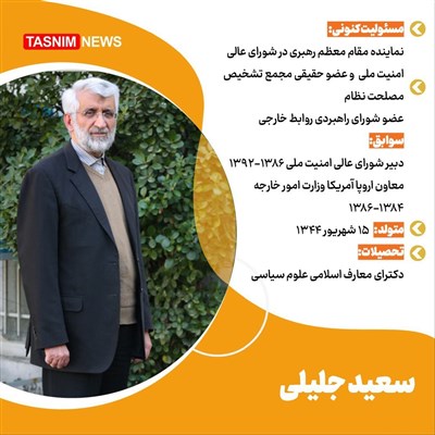 برخی سوابق  جلیلی کاندیدای انتخابات ریاست جمهوری