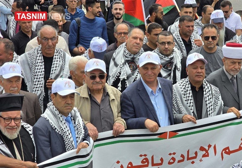 راهپیمایی مردم رام الله در هفتاد و هفتمین سالگرد روز نکبت