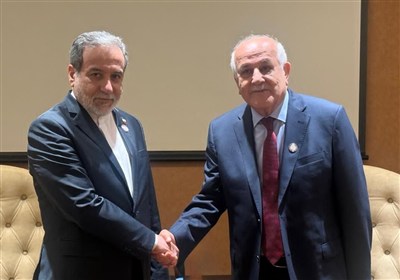 رئيس الوفد الفلسطيني في اجتماع وزراء خارجية حركة عدم الانحياز يلتقي عراقجي