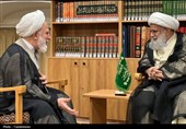 دیدار رئیس دفتر رهبر معظم انقلاب در قم با آیت‌الله کریمی جهرمی