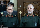 سرلشکر محمد پاکپور فرمانده کل سپاه پاسداران و سردار سید مجید موسوی فرمانده نیروی هوافضای سپاه