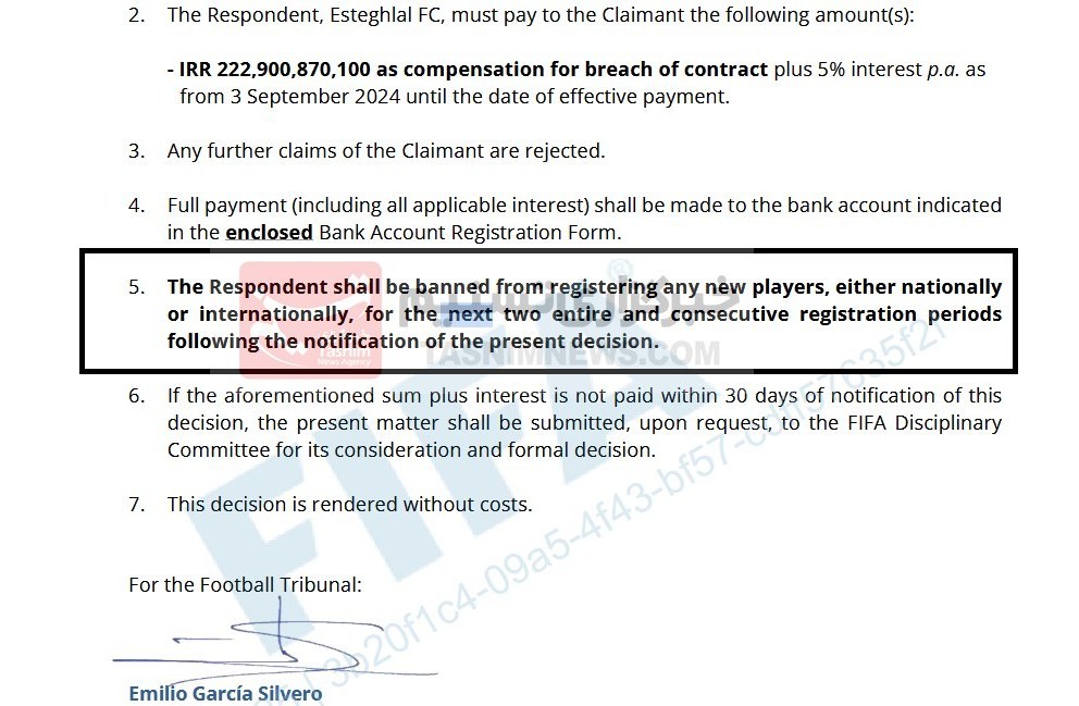 استقلال , جلال‌الدین ماشاریپوف , سازمان لیگ فوتبال ایران , فدراسیون فوتبال , 