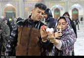 بارش برف در حرم مطهر رضوی